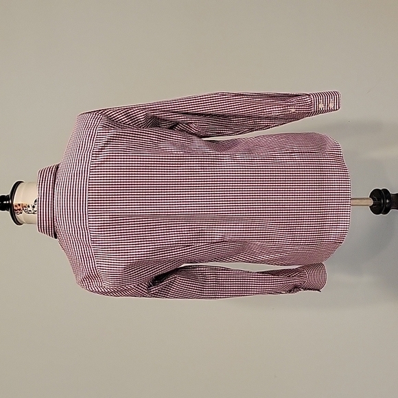 LANDS END Burgundy Checked Button Down Shirt. Long Sleeves. Size 6 - Picture 3 of 6